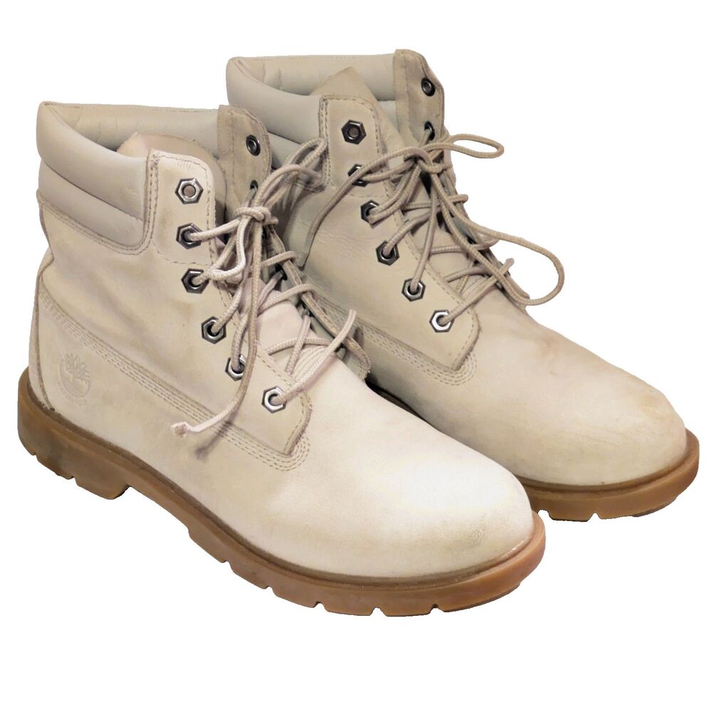 Timberland Work Boots Linden Wood Light Taupe Nubuck Leather Women Size 9 Rugged